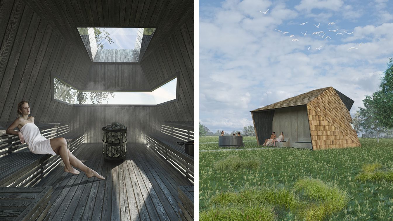 Concept of modular accommodation for tourists, Skrunda, Latvia