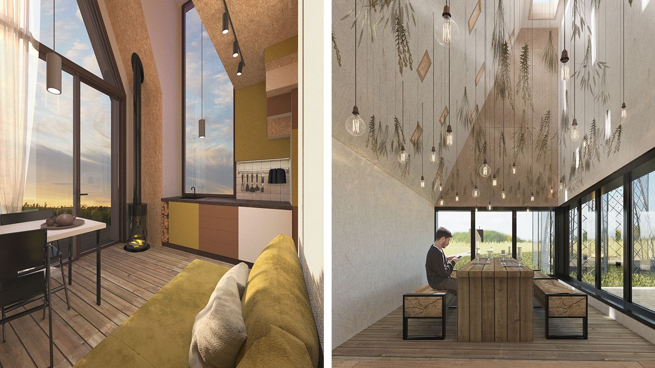 Concept of modular accommodation for tourists, Skrunda, Latvia